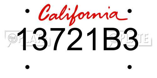 13721B3 California License Plate