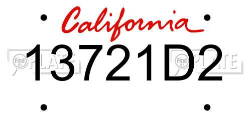 13721D2 California License Plate