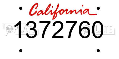 1372760 California License Plate