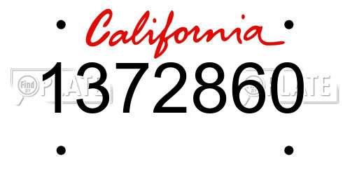 1372860 California License Plate
