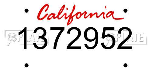 1372952 California License Plate