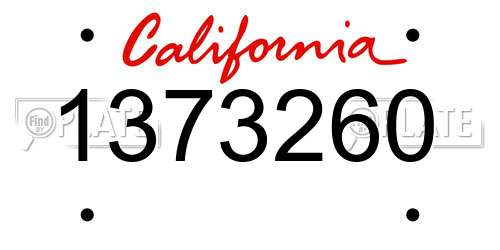 1373260 California License Plate