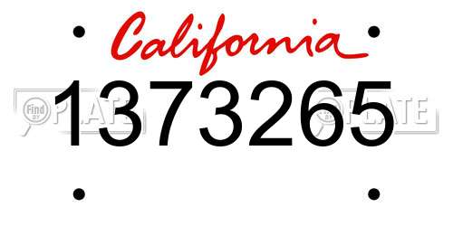 1373265 California License Plate