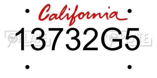 13732G5 California License Plate