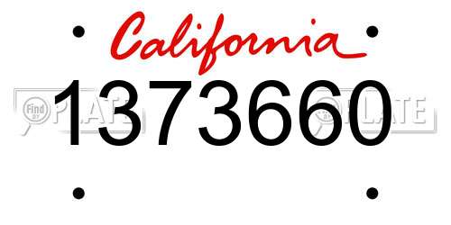 1373660 California License Plate
