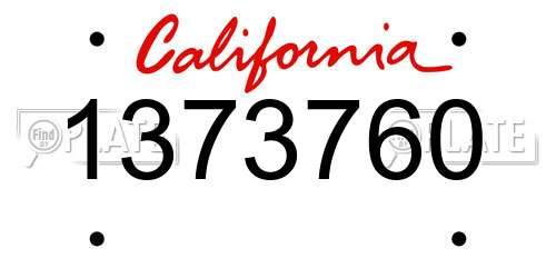1373760 California License Plate