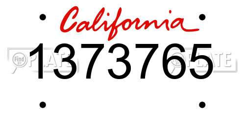 1373765 California License Plate