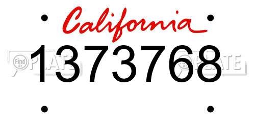 1373768 California License Plate
