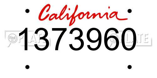 1373960 California License Plate