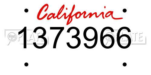 1373966 California License Plate