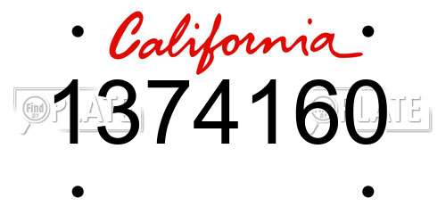 1374160 California License Plate