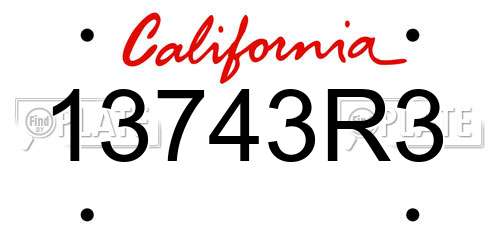 13743R3 California License Plate
