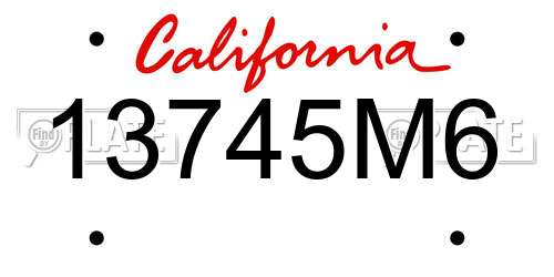 13745M6 California License Plate