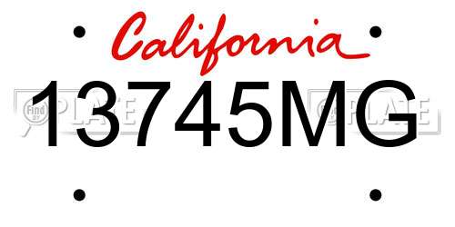 13745MG California License Plate