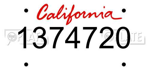 1374720 California License Plate