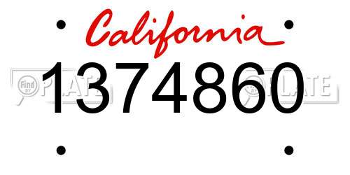 1374860 California License Plate