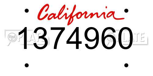1374960 California License Plate
