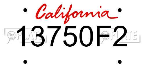 13750F2 California License Plate