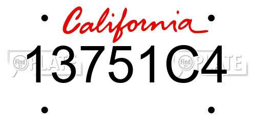 13751C4 California License Plate