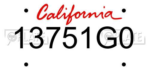 13751G0 California License Plate