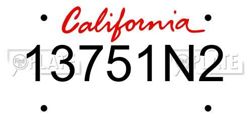 13751N2 California License Plate