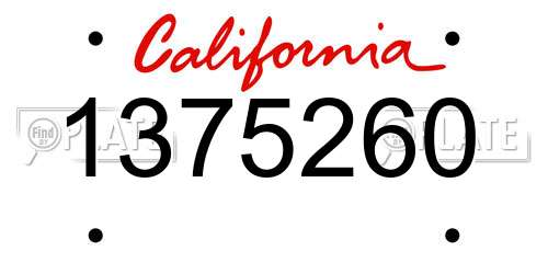 1375260 California License Plate