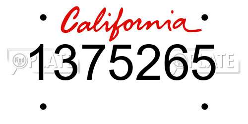 1375265 California License Plate