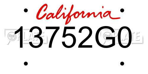 13752G0 California License Plate