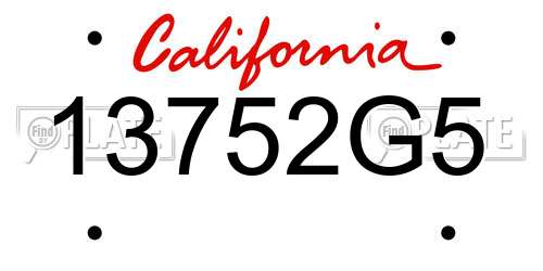 13752G5 California License Plate