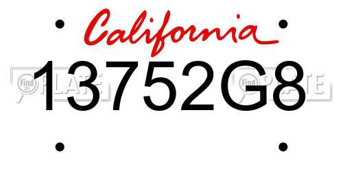 13752G8 California License Plate