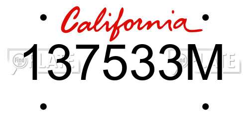 137533M California License Plate