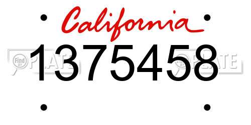 1375458 California License Plate