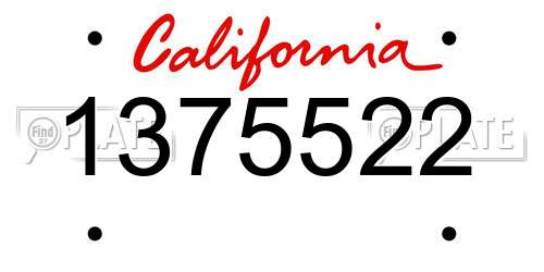 1375522 California License Plate