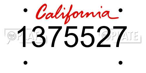 1375527 California License Plate