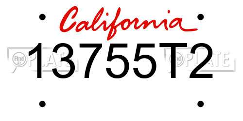 13755T2 California License Plate