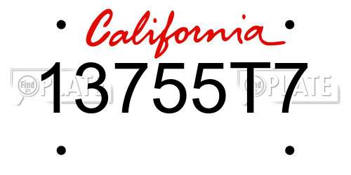 13755T7 California License Plate