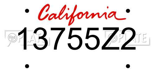 13755Z2 California License Plate