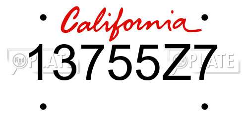 13755Z7 California License Plate