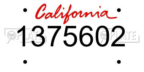1375602 California License Plate
