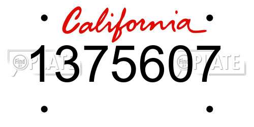 1375607 California License Plate