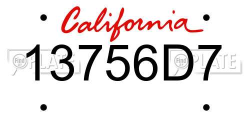 13756D7 California License Plate