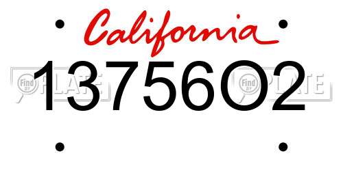 13756O2 California License Plate
