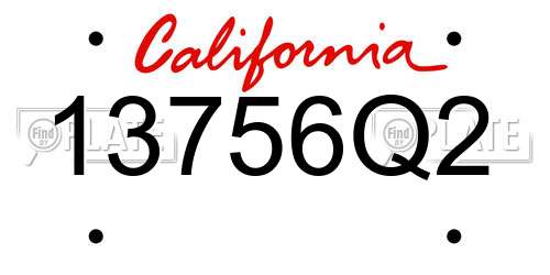 13756Q2 California License Plate