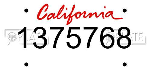 1375768 California License Plate