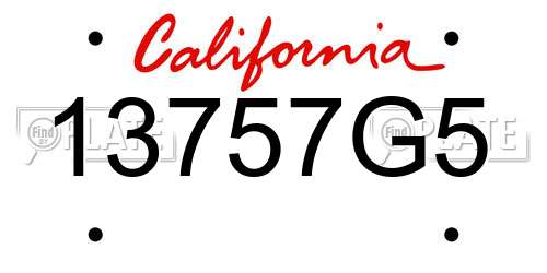13757G5 California License Plate