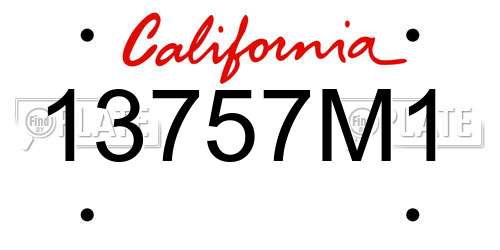 13757M1 California License Plate