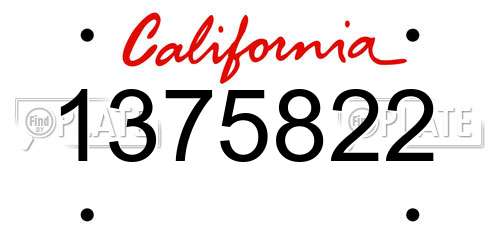 1375822 California License Plate