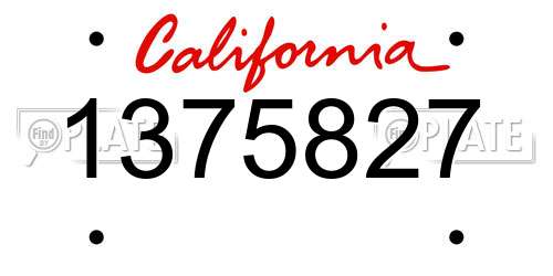 1375827 California License Plate