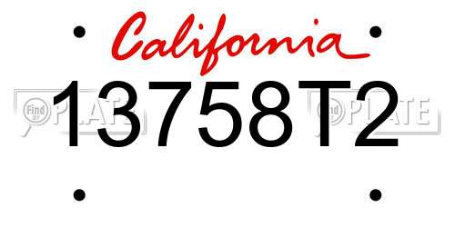 13758T2 California License Plate