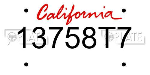 13758T7 California License Plate
